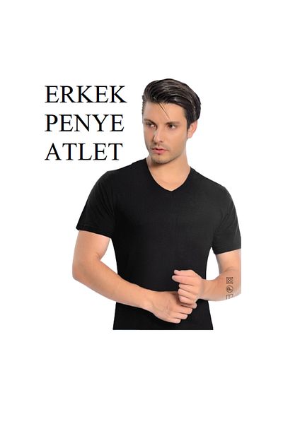 İki Yıldız Μαύρο χτενισμένο βαμβακερό μπλουζάκι με λαιμόκοψη 6 τεμαχίων - Ανδρικό εσώρουχο 112