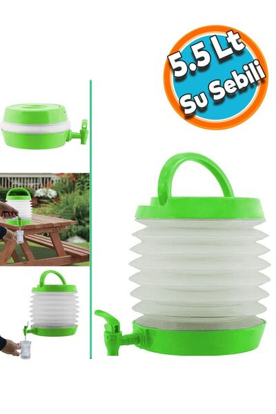 NZB Pratik Su Sebili Katlanabilir Termos Çeşmeli Körüklü 5.5 Litre Piknik Kam...