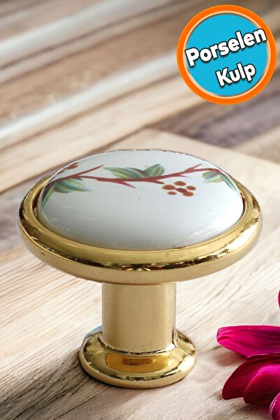 NZB Porselen Kulp Gold Düğme Mobilya Mutfak Dolabı Çekmece Dolap Kulpları Kap...