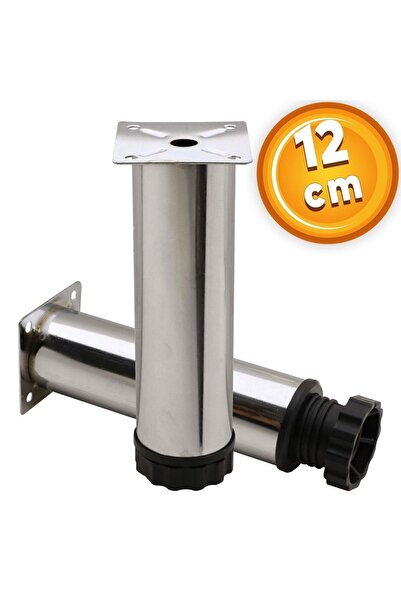 NZB Mobilya Kanepe Baza Koltuk Metal Destek Ayağı Ayarlanabilir Krom Ayak 12 Cm