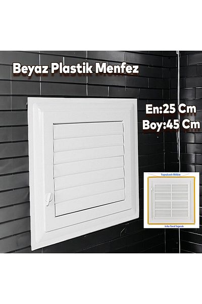 NZB Grille Bathroom WC Toilet Sink Ventilation Plastic Shutter White 25x45 CM