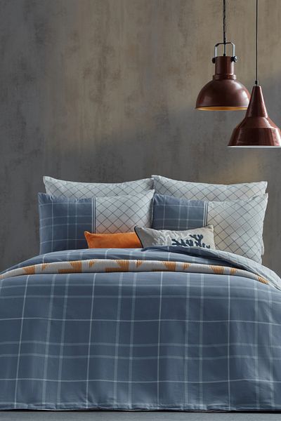 Doqu Home Set cuvertură de pilota dublă din poli bumbac Vogy Blue