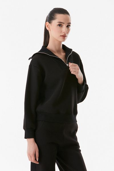 Fulla Moda Stand Collar Basic Sweatshirt