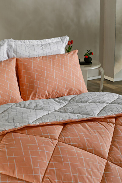 Doqu Home Easy Cotton Glimmer Comforter Set Çift Kişilik - Somon