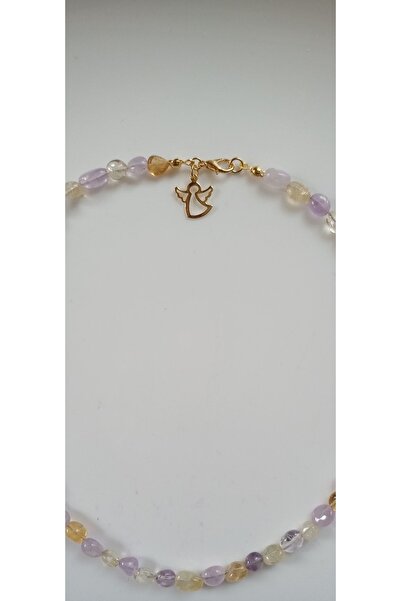 Mudita Tasarım Orijinal Doğal Amorf Kesim Gerçek Ametrin Taşı Kolye