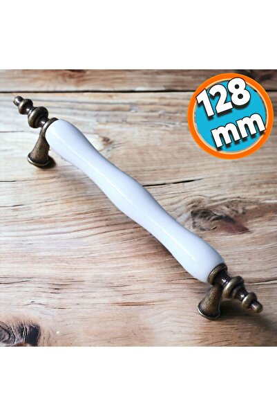 NZB Porselen Antik Sarı Beyaz 128 mm Kulp Mobilya Mutfak Kulplar Dolabı Çekme...