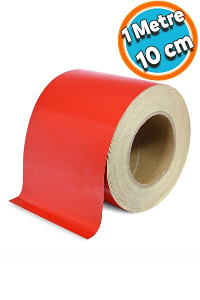 NZB Reflektörlü Reflektif Fosforlu Şerit Bant Kırmızı Düz Reflekte İkaz Bandı 10 CM 1 METRE