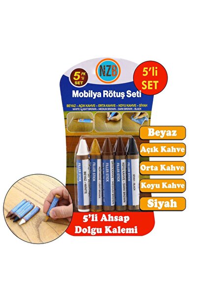NZB Mobilya Rötuş Kalemi Seti Ahşap Dolgu Rütuş Kalemi Mobilya Dolap Çizik Gi...