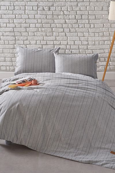 Doqu Home طقم غطاء لحاف فردي من سلسلة Mabel مطلي بالخيوط - أنثراسايت