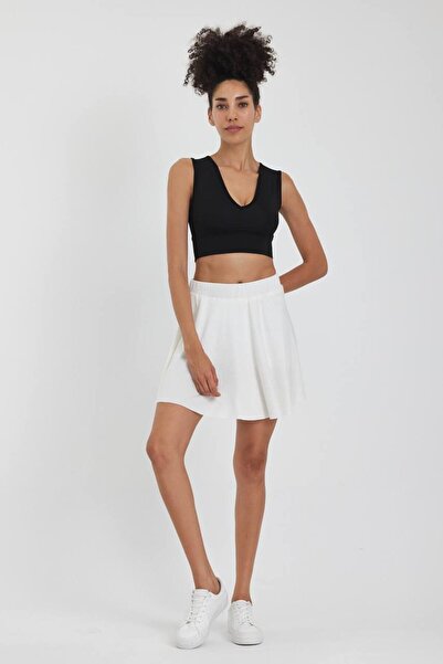 PICCOLA VITA Fusta Mini Scurtă Albă Ecru Crem - Vară Femei