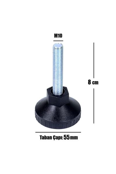 NZB Rotil Ayak M10 55 Mm Siyah Profil Ayağı 8 Cm