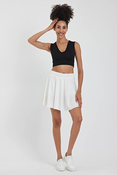 PICCOLA VITA Fusta Mini Scurtă Albă Ecru Crem - Vară Femei