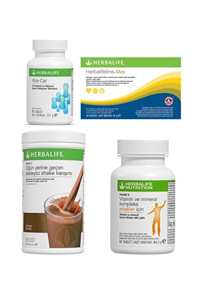 Herbalife Yukarı Kilo Kontrol Erkek Seti Çikolata Shake + Xtra-cal + Omega 3 ...