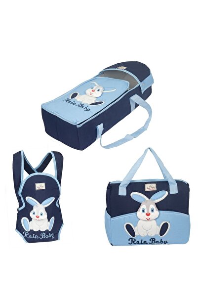 miniklife 3 Lü Bebek Taşıma Seti Tavşan Kafalı Portbebe&bebek Bakım Çantası Ve Kanguru