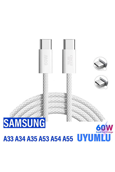 EXENAR Samsung A53 A54 A55 A72 A73 Hızlı Şarj Kablosu Type-C to Type-C Şarj K...