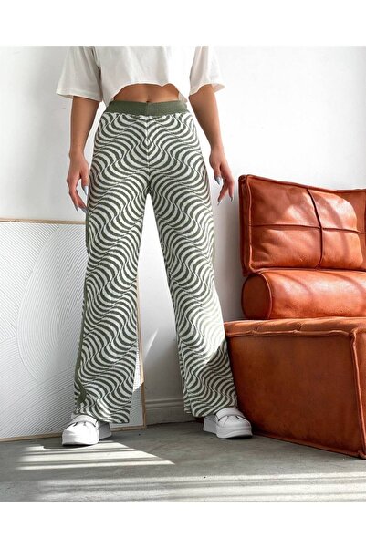 Sobe Beli lastikli triko pantolon