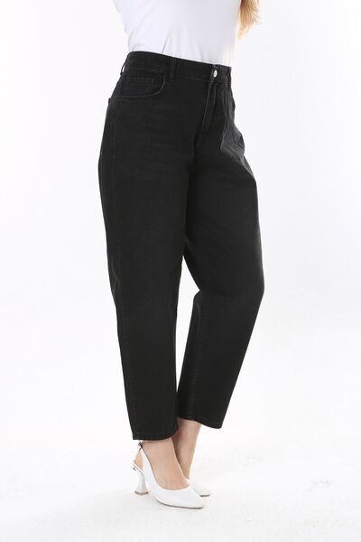 Şans Γυναικείο μεγάλο μέγεθος μαύρο ψηλόμεσο τζιν 5 τσέπες 65N37838