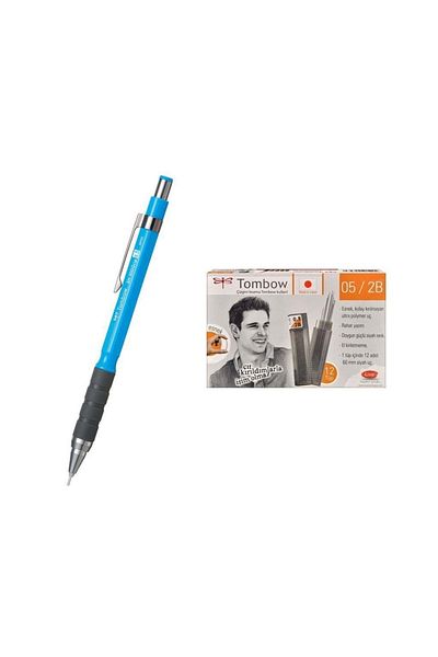 Tombow Light Blue Tip Pen - Sh-300 Grip, 0.5 Mm + 12 Tubes 2b Min