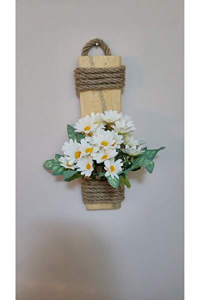 La bella bazar Decorativ din lemn pentru hol, ornament decorativ, cu flori artificiale, agatator decorat cu flori artificiale