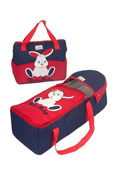miniklife 2 Li Bebek Taşıma Seti Portbebe Ve Bebek Bakım Çantası Tavşan Kafalı