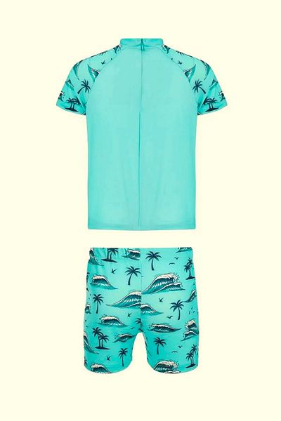 Adasea Green Neopy Kids Short Sleeve Shorts Pool Swimsuit