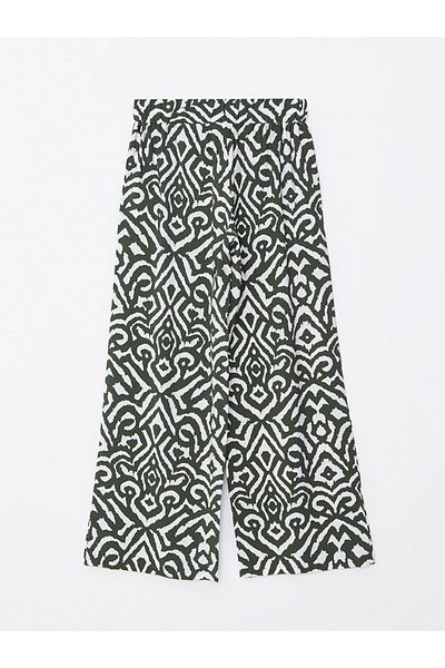 LC Waikiki Pantaloni de damă cu picior lat cu model - talie elastică