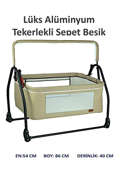 miniklife Keten Fileli Tüllü Alüminyum Katlanır Portatif Sallanır Anne Yanı B...