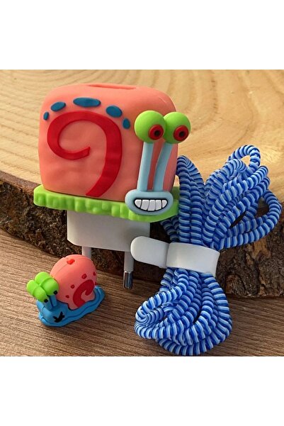 Rain Stores iPhone 18w/20w Uyumlu Sevimli Salyangoz Gary Figürlü Şarj Aleti K...