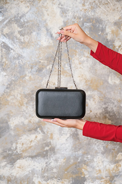 ROZA CANTA Μαύρο υφασμάτινο γυναικείο βραδινό φόρεμα Νυφική ​​τσάντα