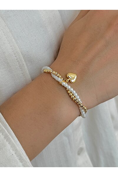 takıtarzım سوار نسائي مزين باللؤلؤ الذهبي على شكل قلب