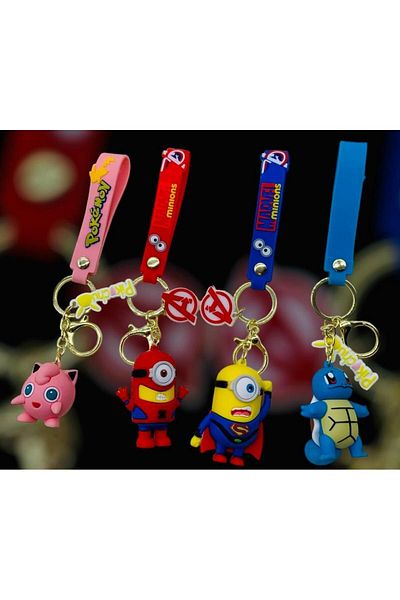 Meyra Accessories 1 piece cute marvel pokemon figured quality silicone keychain bag accessory gift key