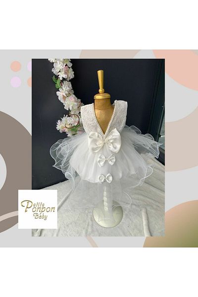 furya kids FURYA KİDS 0-6 Months 4 Pieces Newborn Baby Mevlüt Dress Princess Dress Lace Baby Girl Mevlüt