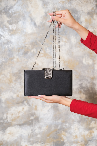 ROZA CANTA Rochie de seară cu detaliu de acoperire pentru femei din satin neg...