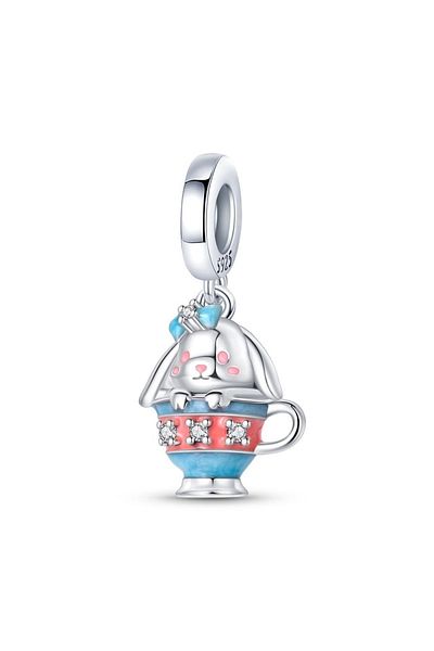 MAM Rabbit in a Cup Silver Color Charm