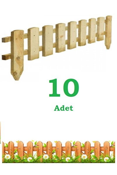 Mevsim Ticaret Ahşap Çit Emprenyeli Bahçe Sınır Çiti 110cm 10 Adetli Set