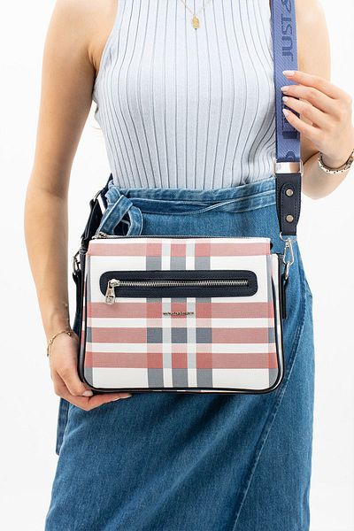 Just Polo 9002 Model Hooded Plaid Women's Shoulder Bag - Suitable for Cross Use