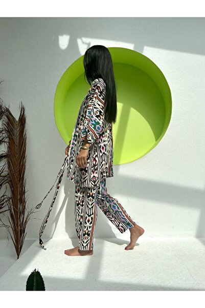 HANGOUT Kısa Kimono - Veronica Ikat, Pamuk Viskon