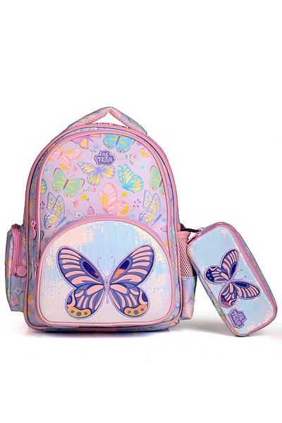 ME TEAM Buttrtfly 24169 - School Backpack and Pen Holder Set