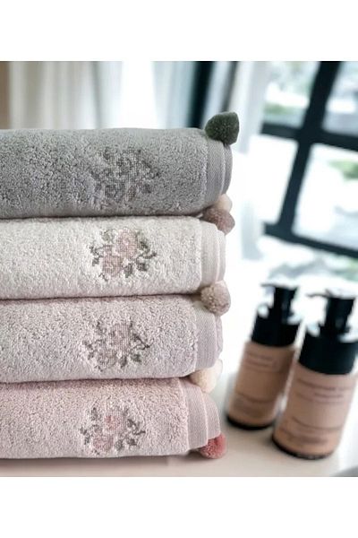 Pupilla Sıla Pompom 4-Piece Hand-Face Towel 50x90cm