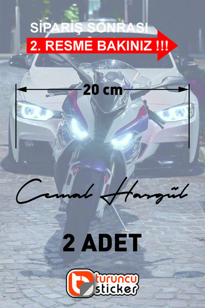 Turuncu Sticker Size Özel İsim İmzası 2 Adet Ad Soyad - İmza Etiket- Oto Stic...