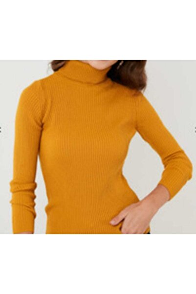 MLN SPORT Žuta rolka Rebrasto Sa likrom Pleteni džemper za telo