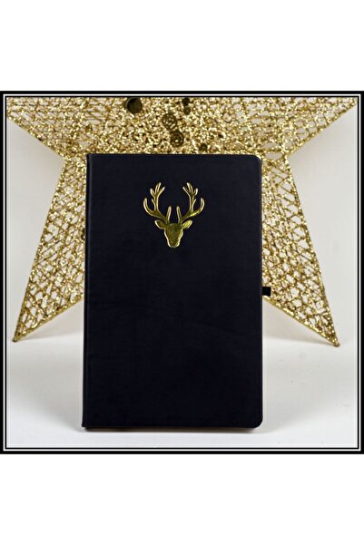 About The Gift Siyah Gold Geyik Baskılı Defter
