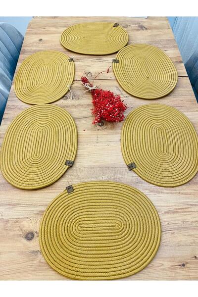ModaCardin Set od 6 Podmetač ovalnih podmetača od jute i pruća