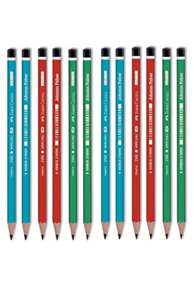 Faber Castell Faber-castell 12'li Mercanlı Kurşun Kalem (3 Renk X 4 Adet)