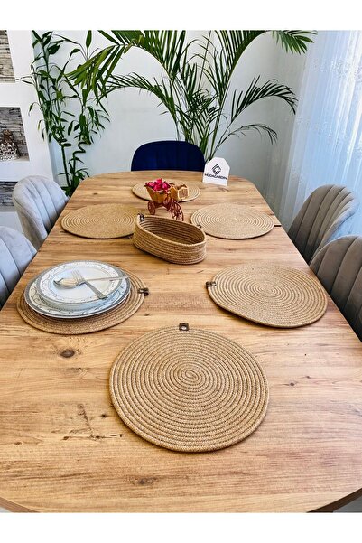 ModaCardin jüt hasır amerikan servis supla ve sepet 7 parça