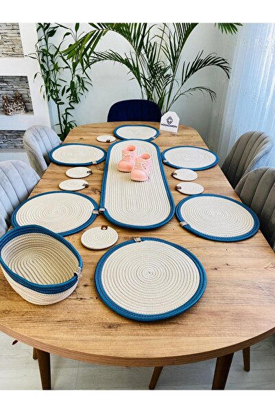 ModaCardin 14-dijelni set od jute i pruća Podmetač Supla Stolni raner - korpa...