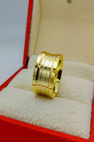 Silver Self Gümüş Alyans Altın Kaplama Üç Şerit