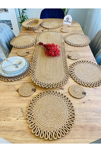 ModaCardin 14-предметний набір сервірувальних дощок з джуту в американському ...