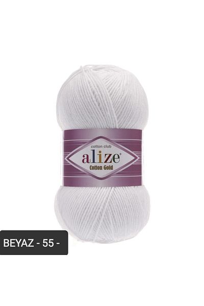 Alize Bumbac auriu Amigurumi Ață 100 Gr Ață pentru tricotat manual Cod culoare-alb-55 Bumbac+acril Ață pentru tricotat manual