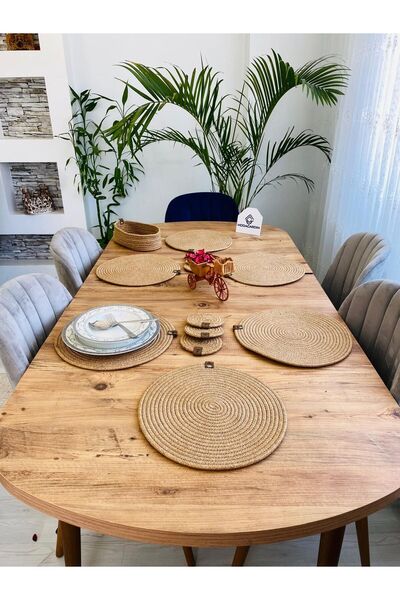 ModaCardin 13 Piece Jute Wicker American Serving Supla - Under Cup and Basket